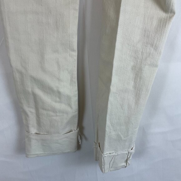 Acne Studios Jeans 26/32 Flex Used Ecru Cream Distressed Cuffed Raw Hem - Picture 10 of 12